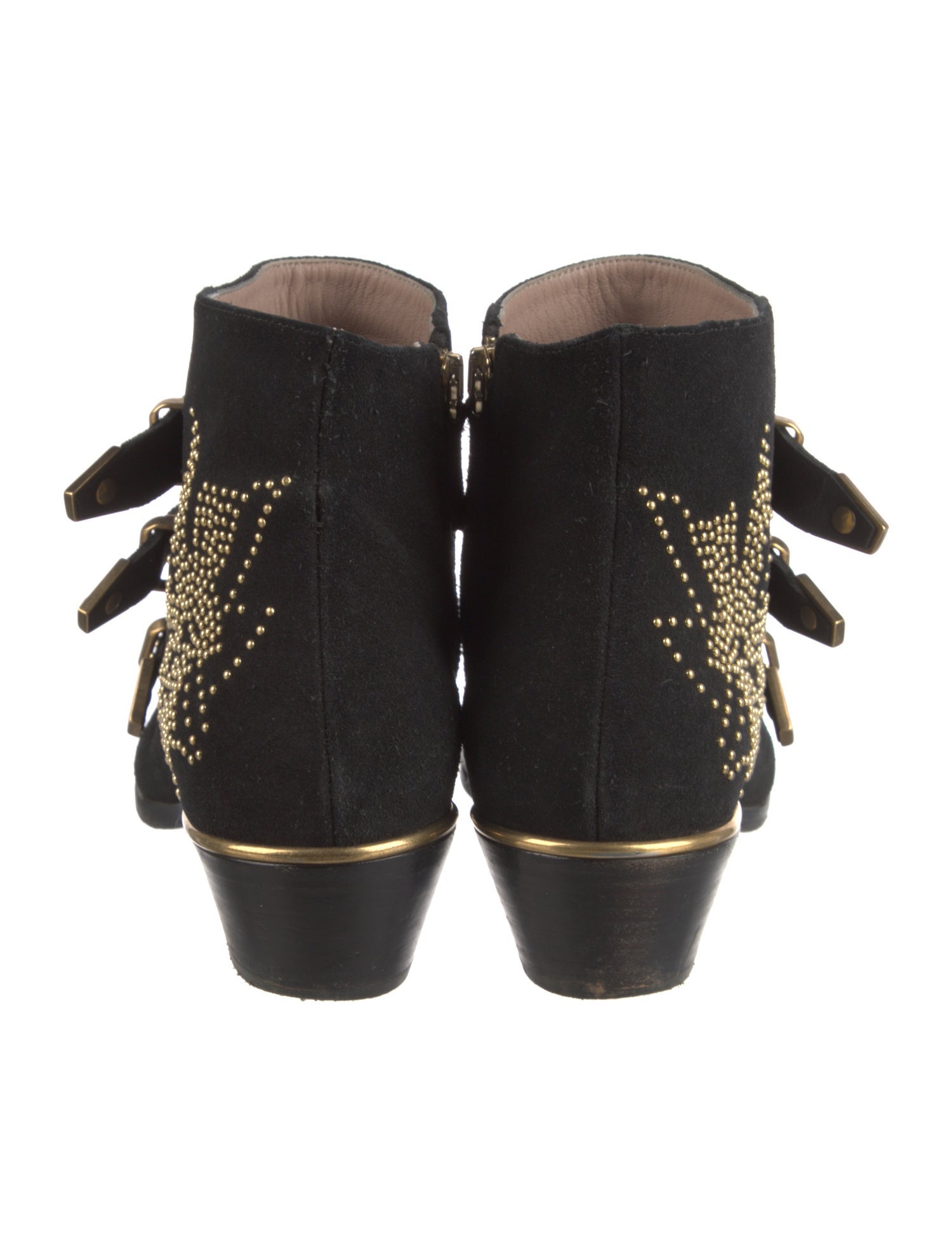Chloé Suede Studded Accents Western Boots